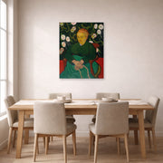 Unframed poster print of Vincent van Gogh's Women Rocking a Cradle displayed on a wall in a dining room