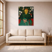 Unframed poster print of Vincent van Gogh's Women Rocking a Cradle displayed on a wall in a living room