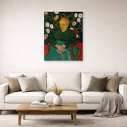 Unframed poster print of Vincent van Gogh's Women Rocking a Cradle displayed on a wall in a living room