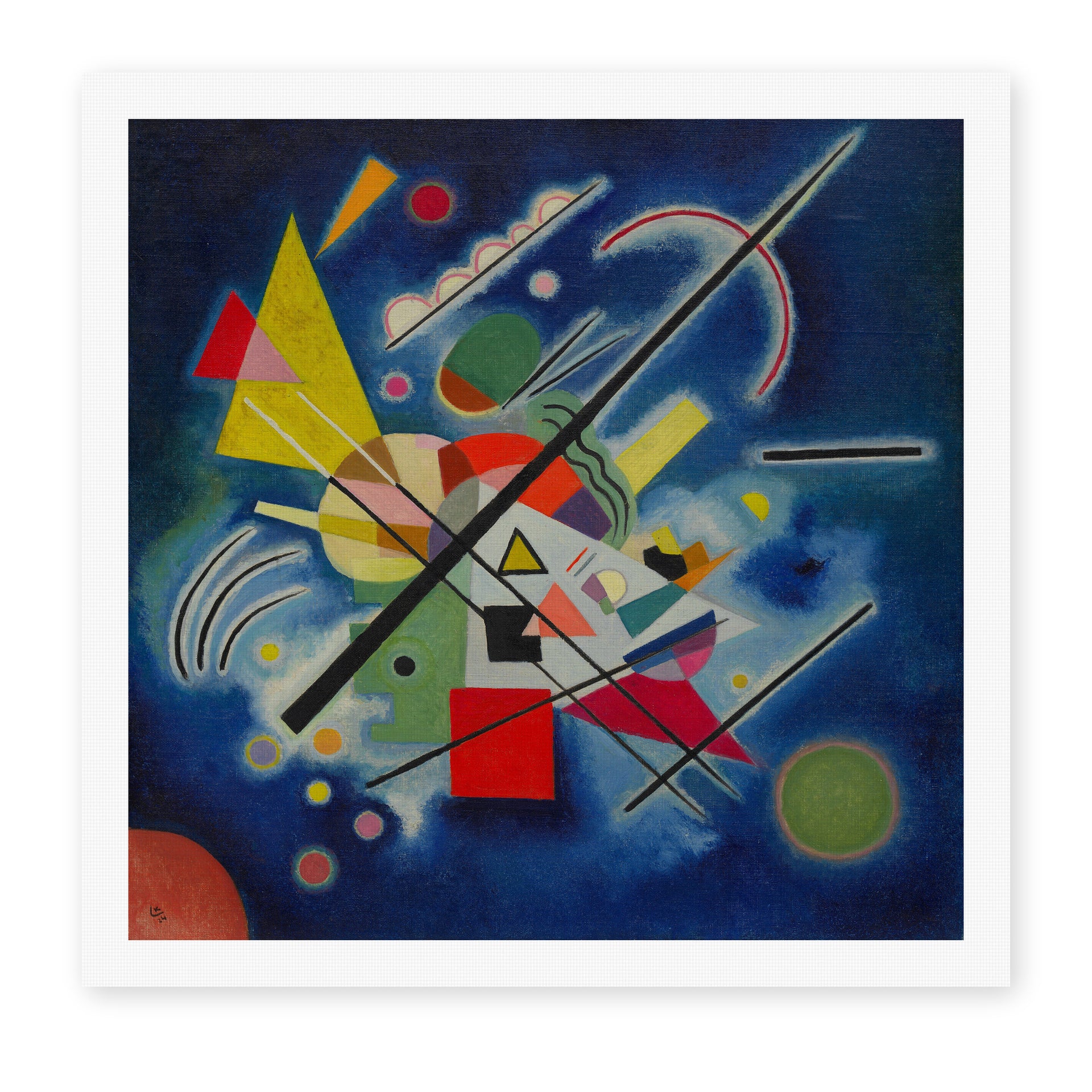 Wassily Kandinsky's 'Blue Painting' painting reproduced as a rolled canvas print