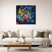Gallery-wrapped canvas print of Wassily Kandinsky's Blue Painting displayed on a wall in a living room