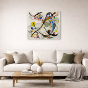 Gallery-wrapped canvas print of Wassily Kandinsky's Blue Segment displayed on a wall in a living room