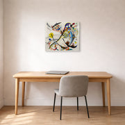 Gallery-wrapped canvas print of Wassily Kandinsky's Blue Segment displayed on a wall in an office