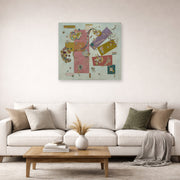 Unframed poster print of Wassily Kandinsky's Blue World displayed on a wall in a living room