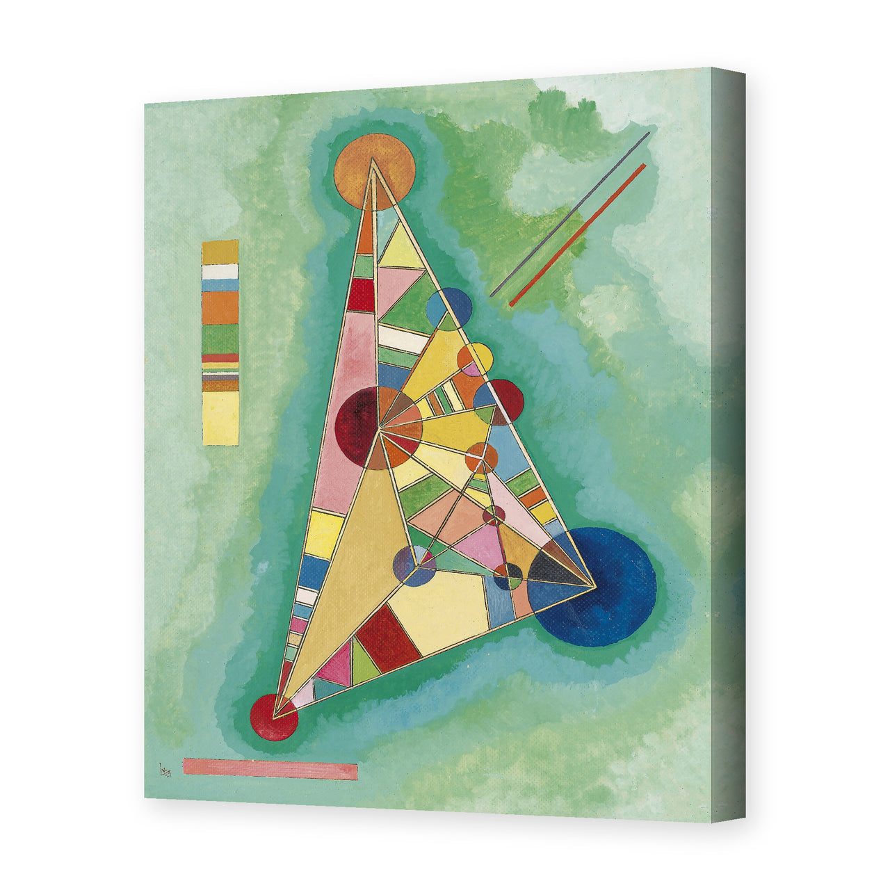 Wassily Kandinsky's 'Bunt Im Dreieck (Bigarrure Dans Le Triangle)' painting reproduced as a gallery-wrapped canvas print
