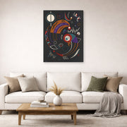 Gallery-wrapped canvas print of Wassily Kandinsky's Comets displayed on a wall in a living room