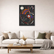 Unframed poster print of Wassily Kandinsky's Comets displayed on a wall in a living room