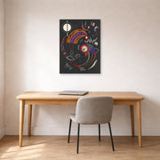 Unframed poster print of Wassily Kandinsky's Comets displayed on a wall in an office