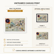 Wassily Kandinsky - Composition VIII canvas print size comparison and framing display infographic