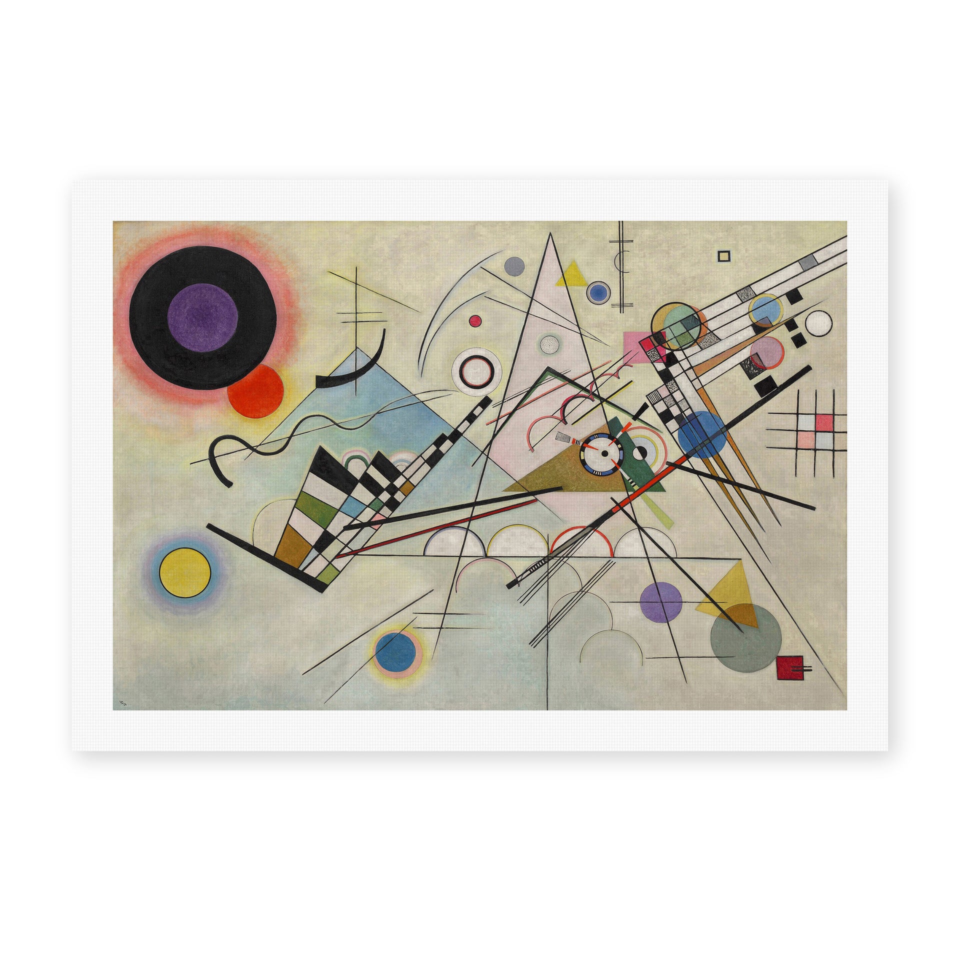 Wassily Kandinsky's 'Composition VIII' painting reproduced as a rolled canvas print