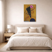 Gallery-wrapped canvas print of Wassily Kandinsky's Contact displayed on a wall in a bedroom