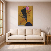 Gallery-wrapped canvas print of Wassily Kandinsky's Contact displayed on a wall in a living room
