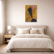 Unframed poster print of Wassily Kandinsky's Contact displayed on a wall in a bedroom