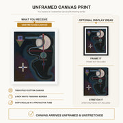 Wassily Kandinsky - Cool Energy canvas print size comparison and framing display infographic