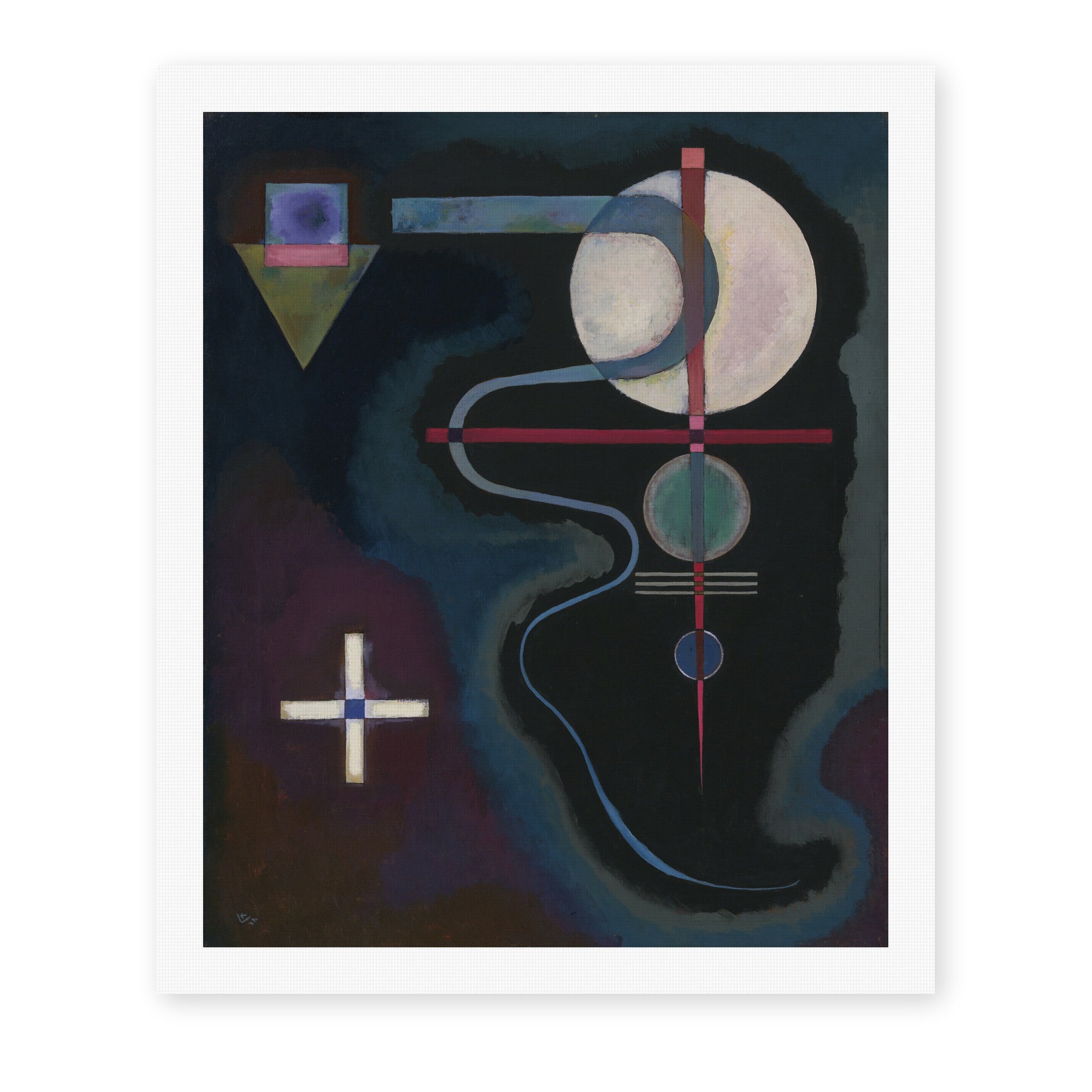 Wassily Kandinsky's 'Cool Energy' painting reproduced as a rolled canvas print