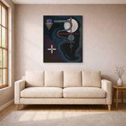 Gallery-wrapped canvas print of Wassily Kandinsky's Cool Energy displayed on a wall in a living room
