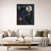 Gallery-wrapped canvas print of Wassily Kandinsky's Cool Energy displayed on a wall in a living room