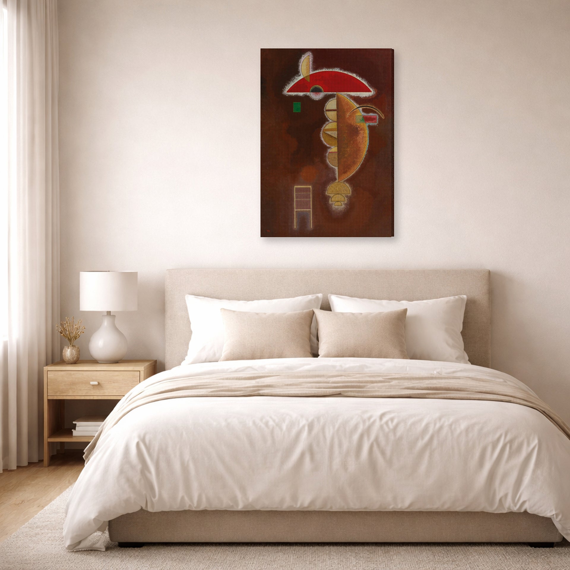 Gallery-wrapped canvas print of Wassily Kandinsky's Depressed displayed on a wall in a bedroom