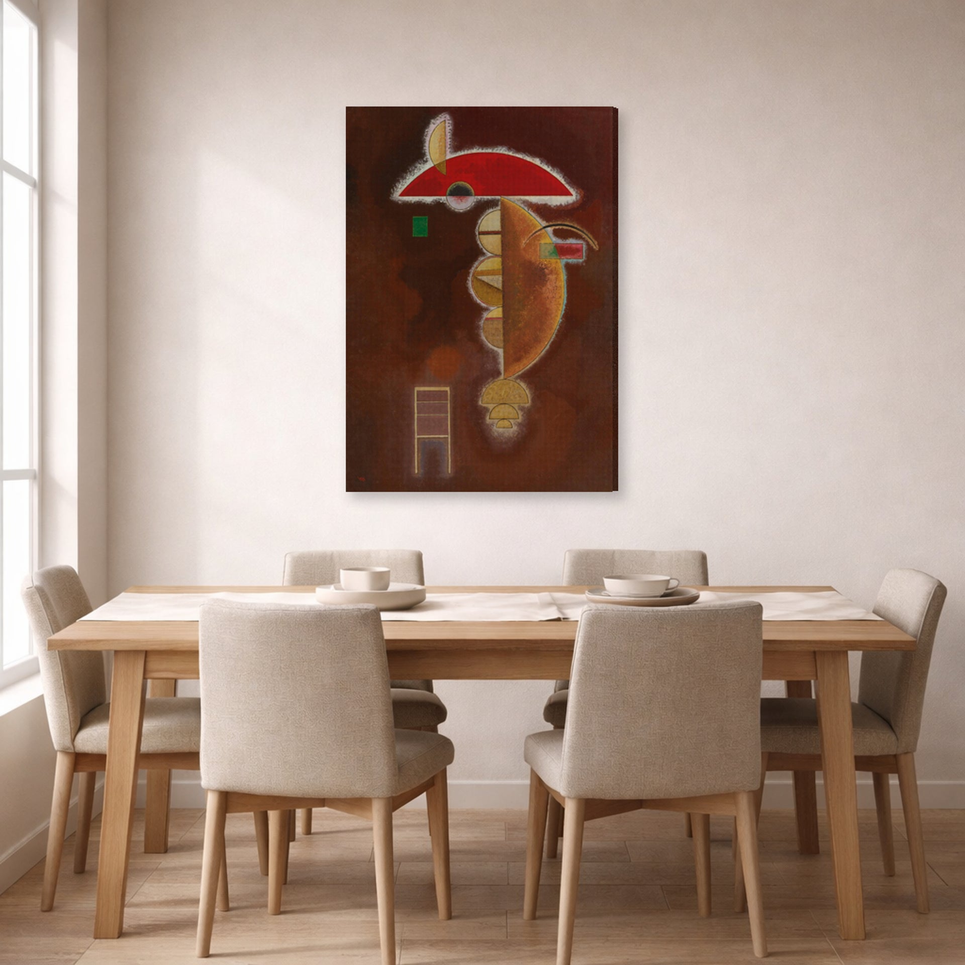 Gallery-wrapped canvas print of Wassily Kandinsky's Depressed displayed on a wall in a dining room