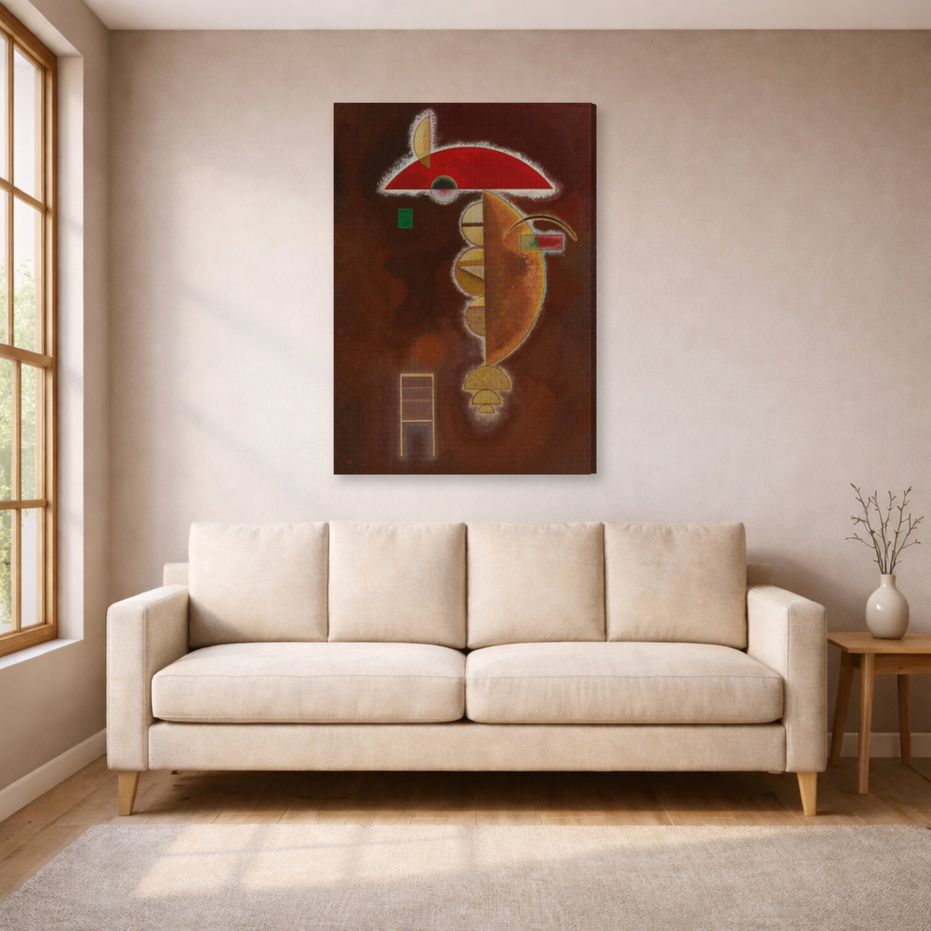 Gallery-wrapped canvas print of Wassily Kandinsky's Depressed displayed on a wall in a living room