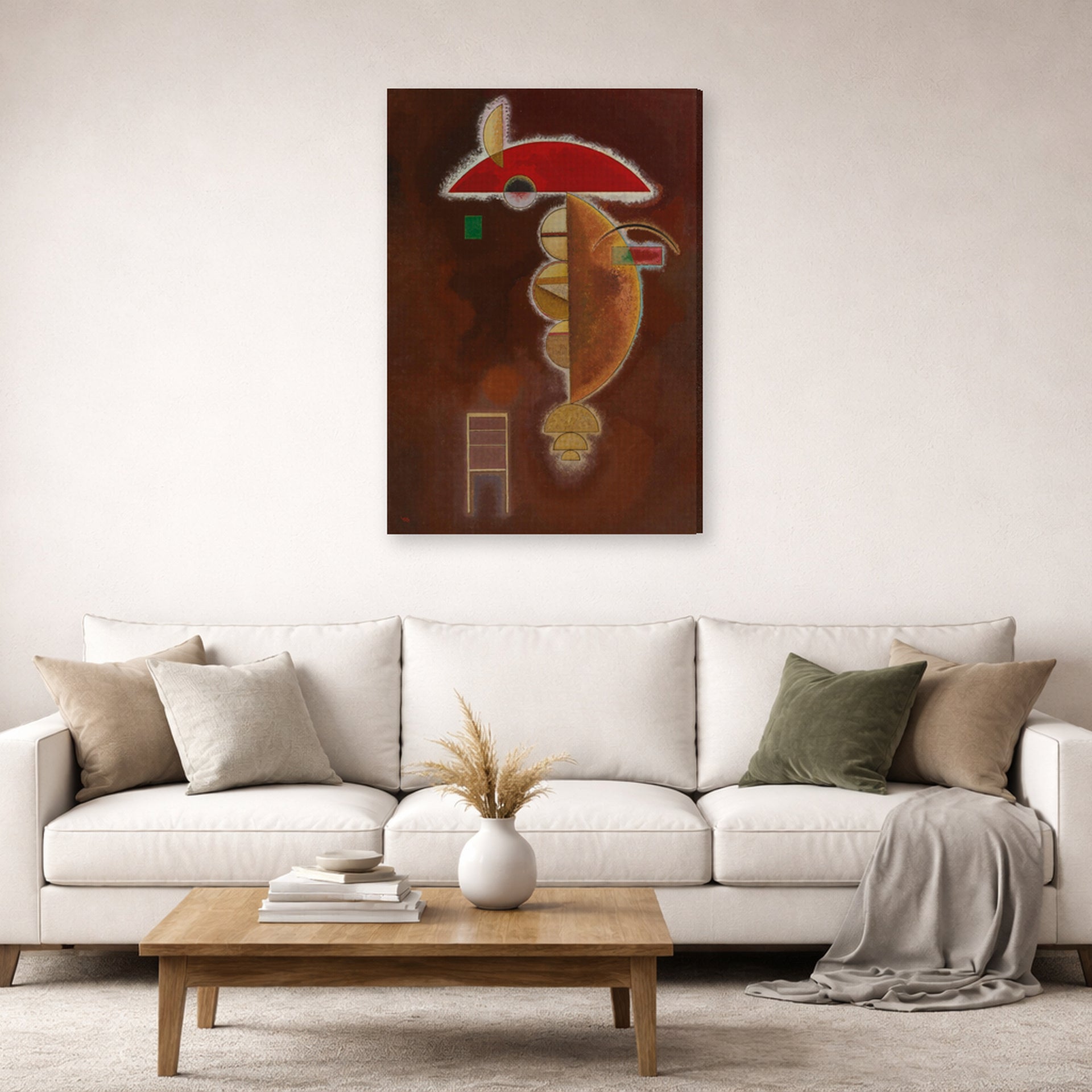Gallery-wrapped canvas print of Wassily Kandinsky's Depressed displayed on a wall in a living room