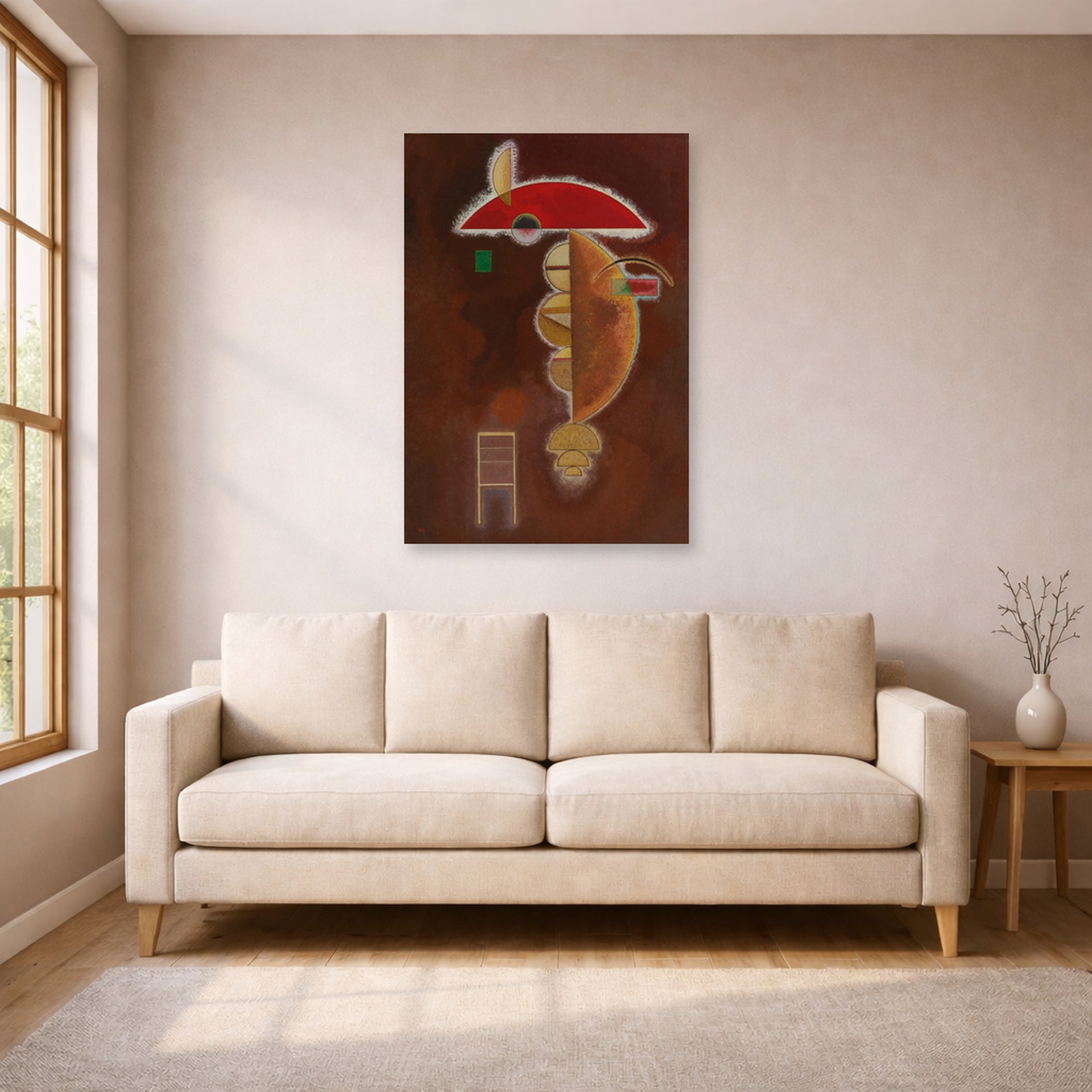 Unframed poster print of Wassily Kandinsky's Depressed displayed on a wall in a living room