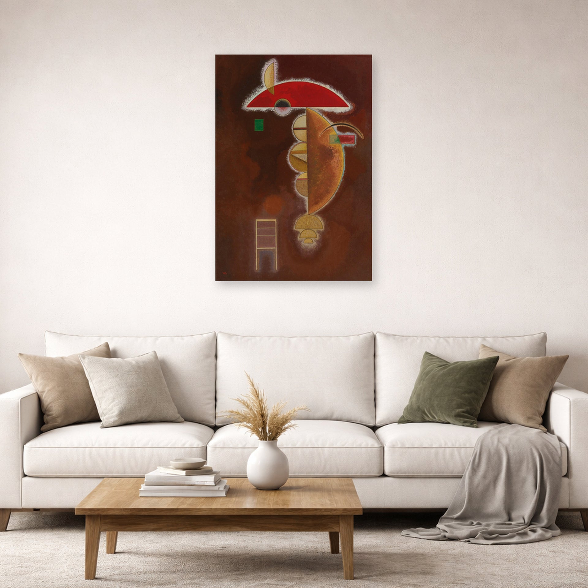 Unframed poster print of Wassily Kandinsky's Depressed displayed on a wall in a living room