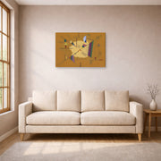Gallery-wrapped canvas print of Wassily Kandinsky's Diagonale displayed on a wall in a living room