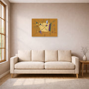 Unframed poster print of Wassily Kandinsky's Diagonale displayed on a wall in a living room
