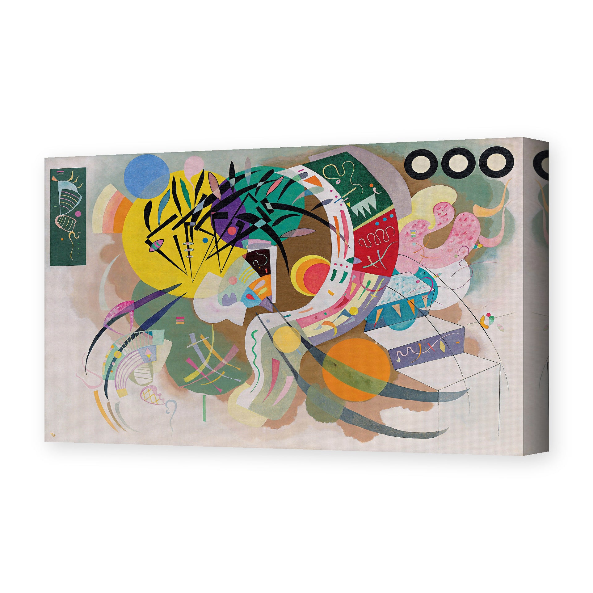 Wassily Kandinsky's 'Dominant Curve' painting reproduced as a gallery-wrapped canvas print