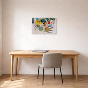 Gallery-wrapped canvas print of Wassily Kandinsky's Dominant Curve displayed on a wall in an office