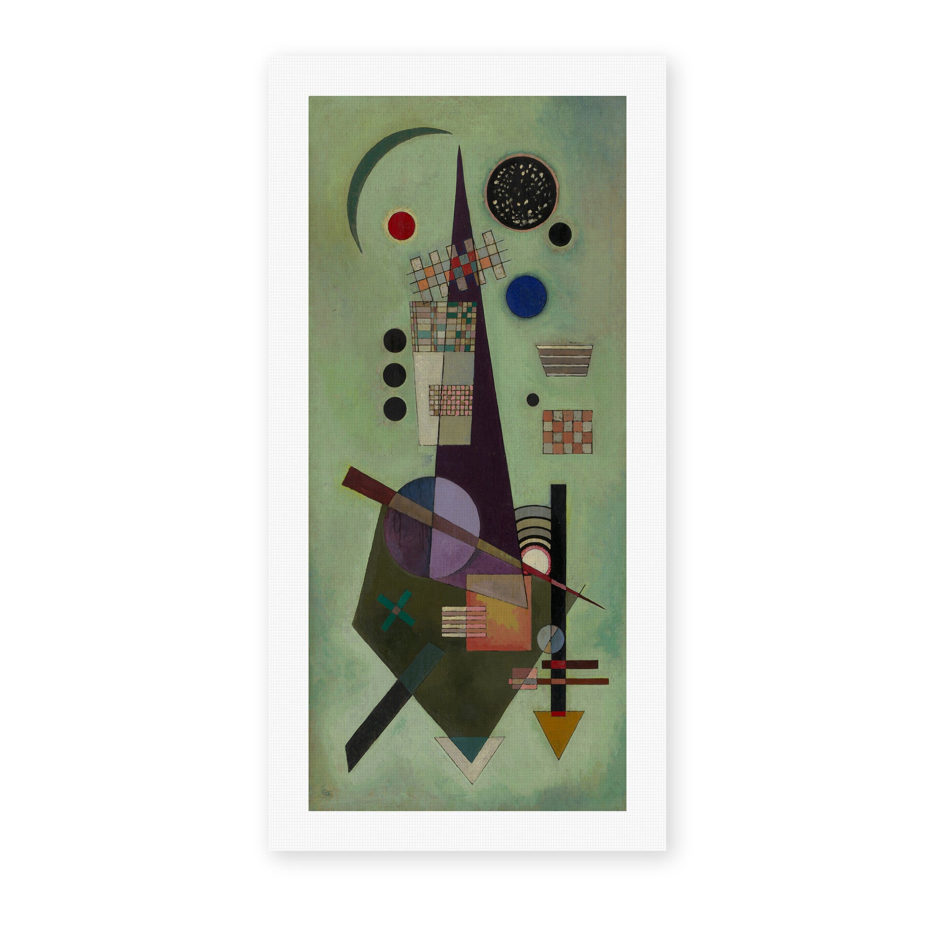 Wassily Kandinsky's 'Extended' painting reproduced as a rolled canvas print