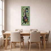 Unframed poster print of Wassily Kandinsky's Extended displayed on a wall in a dining room