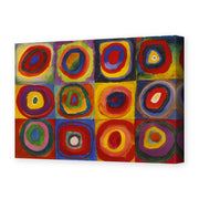 Wassily Kandinsky's 'Farbstudie Quadrate' painting reproduced as a gallery-wrapped canvas print