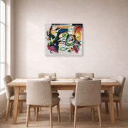 Gallery-wrapped canvas print of Wassily Kandinsky's Fragment I for Composition VI displayed on a wall in a dining room