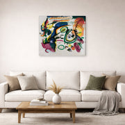 Gallery-wrapped canvas print of Wassily Kandinsky's Fragment I for Composition VI displayed on a wall in a living room