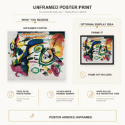 Wassily Kandinsky - Fragment I for Composition VI poster print size comparison and framing display infographic