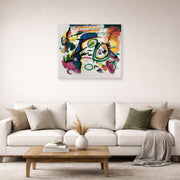 Unframed poster print of Wassily Kandinsky's Fragment I for Composition VI displayed on a wall in a living room