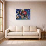 Gallery-wrapped canvas print of Wassily Kandinsky's Im Blau displayed on a wall in a living room