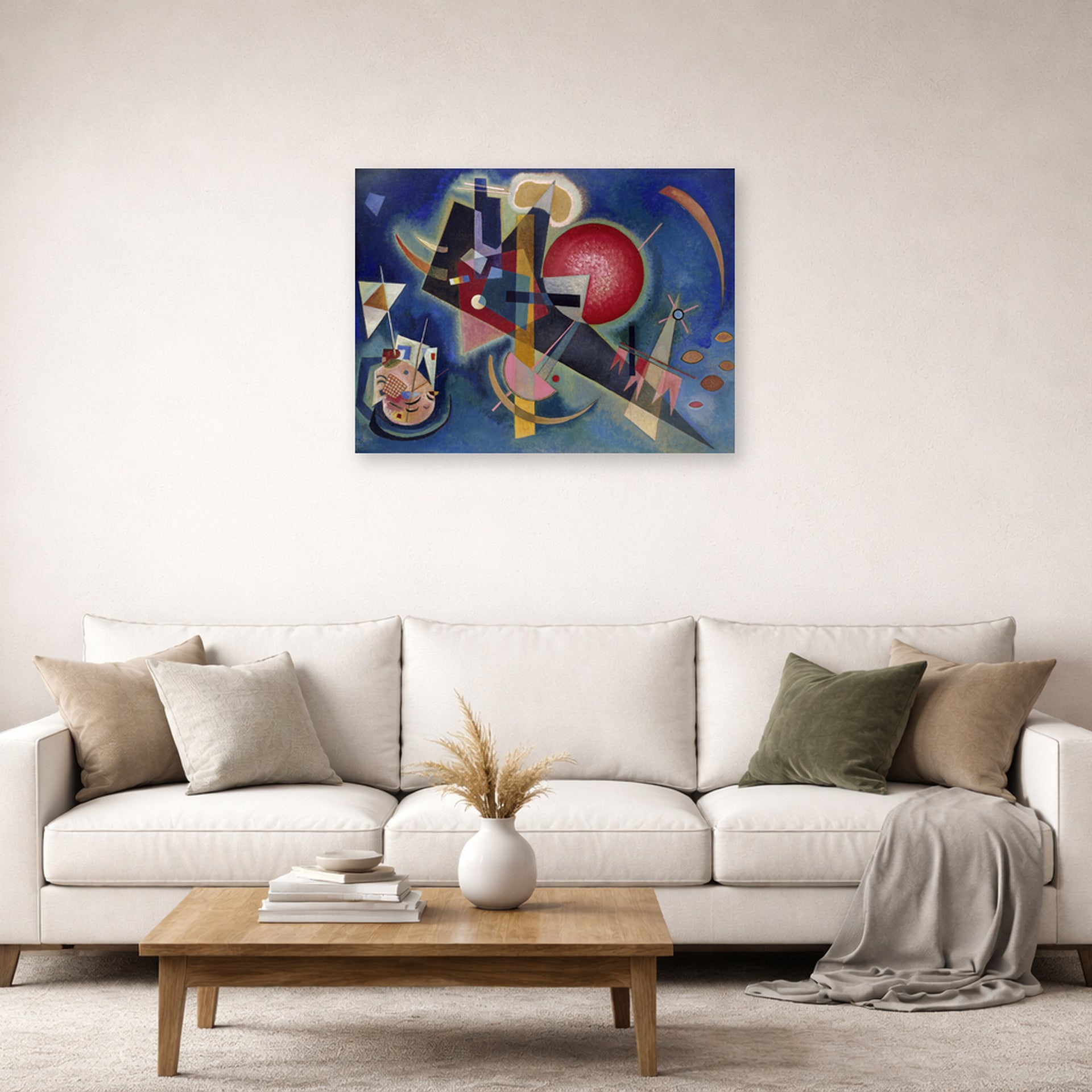Unframed poster print of Wassily Kandinsky's Im Blau displayed on a wall in a living room