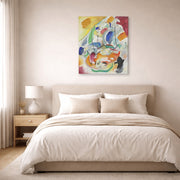 Gallery-wrapped canvas print of Wassily Kandinsky's Improvisation 31 (sea Battle) displayed on a wall in a bedroom