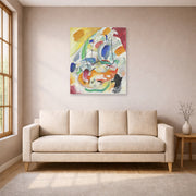 Unframed poster print of Wassily Kandinsky's Improvisation 31 (sea Battle) displayed on a wall in a living room