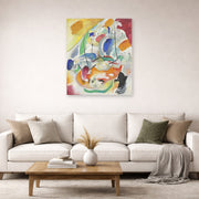 Unframed poster print of Wassily Kandinsky's Improvisation 31 (sea Battle) displayed on a wall in a living room