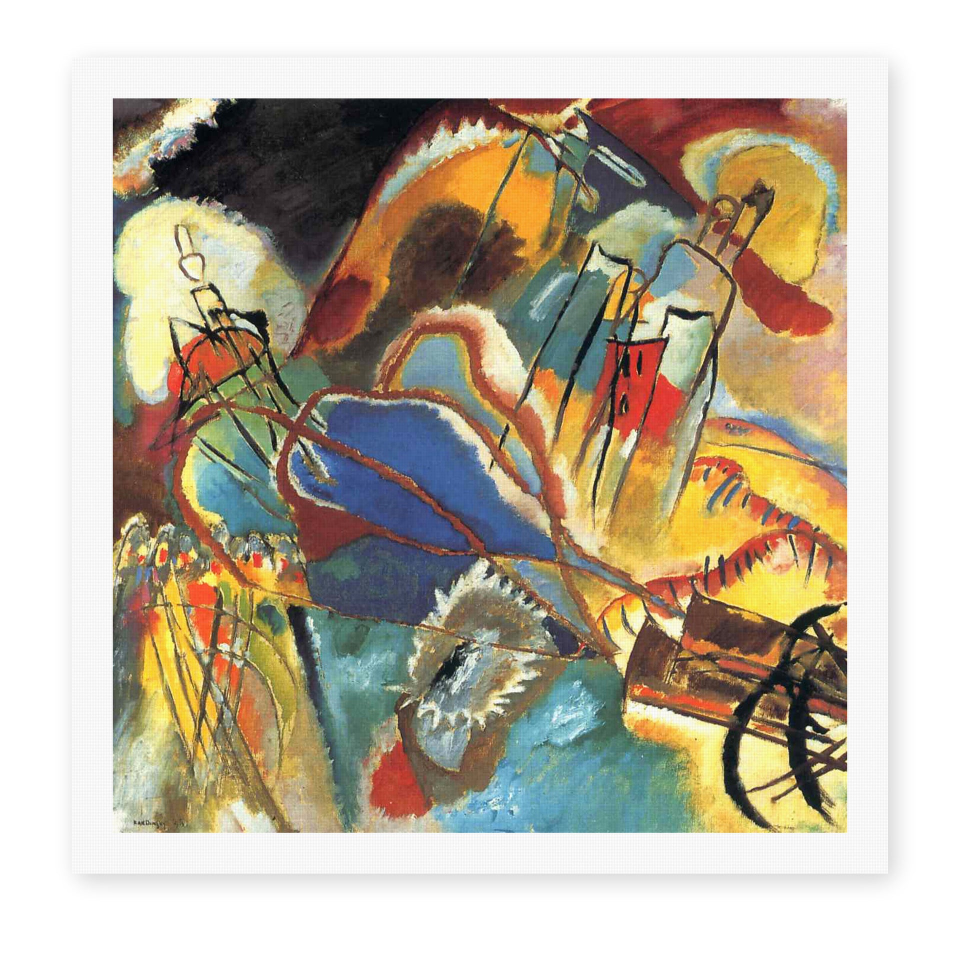 Wassily Kandinsky's 'Improvisation No. 30 (Cannons)' painting reproduced as a rolled canvas print