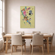 Gallery-wrapped canvas print of Wassily Kandinsky's Moderation displayed on a wall in a dining room