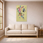 Unframed poster print of Wassily Kandinsky's Moderation displayed on a wall in a living room