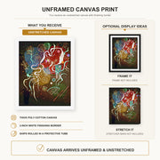 Wassily Kandinsky - Movement I canvas print size comparison and framing display infographic
