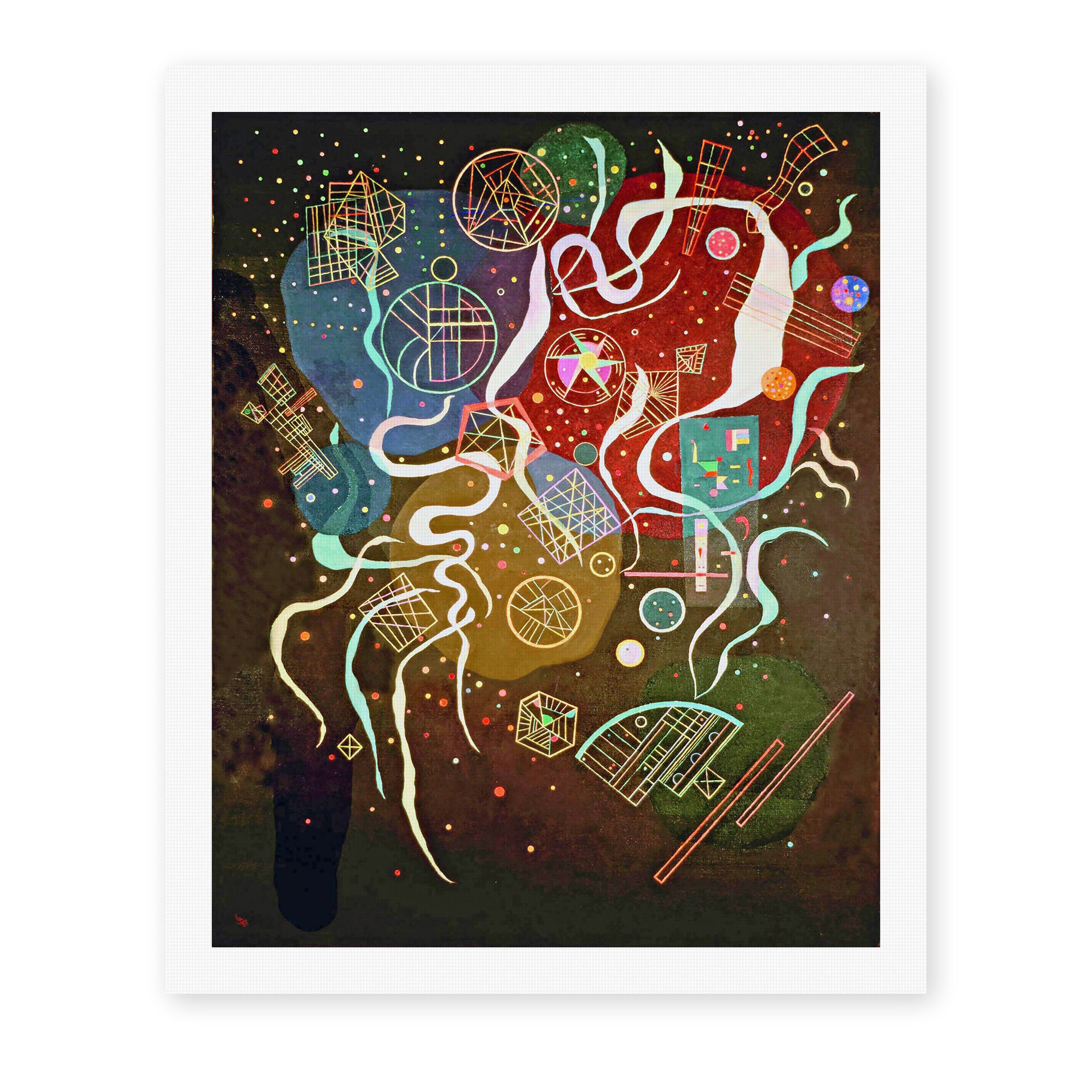 Wassily Kandinsky's 'Movement I' painting reproduced as a rolled canvas print