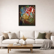 Unframed poster print of Wassily Kandinsky's Movement I displayed on a wall in a living room