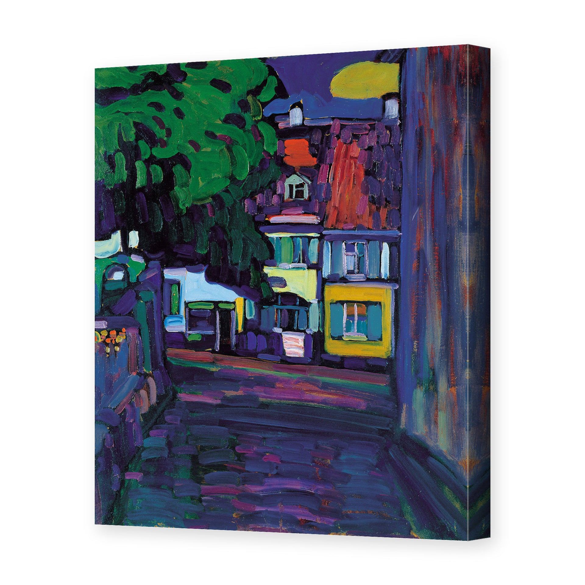 Wassily Kandinsky's 'Murnau, Houses in the Obermarkt' painting reproduced as a gallery-wrapped canvas print